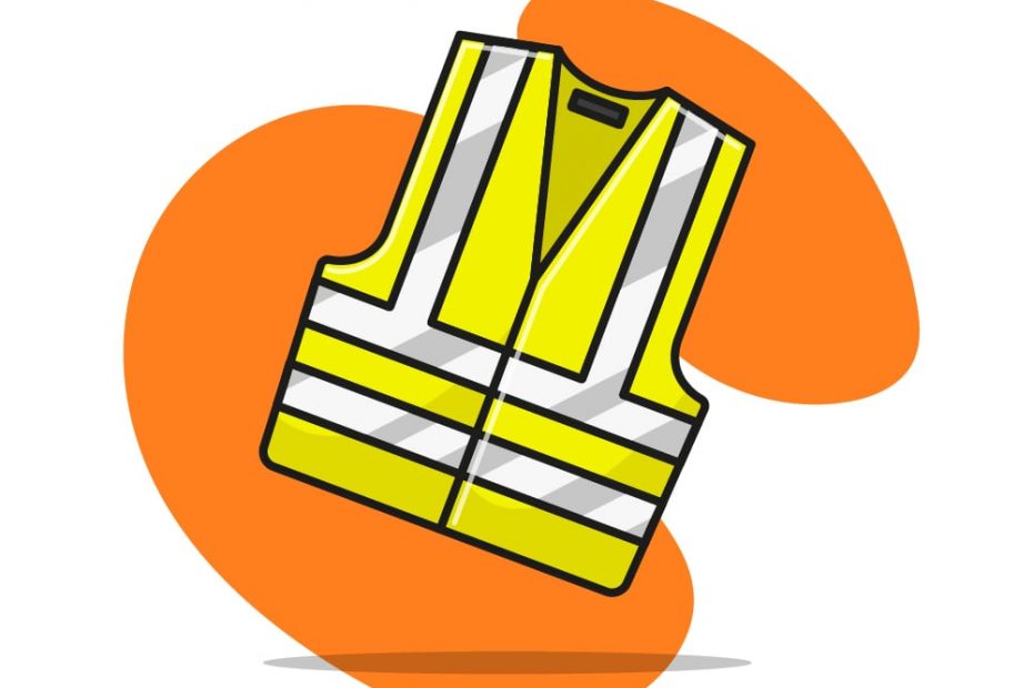 Image of a yellow hi vis jacket against an orange background